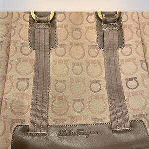 Authentic Salvatore Ferragamo Tan Tote with Gold Rings